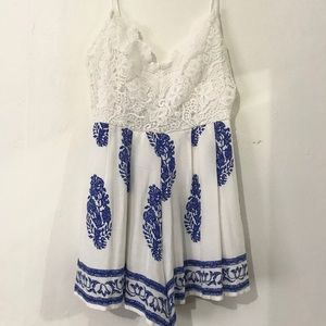 Romper with crochet detailing